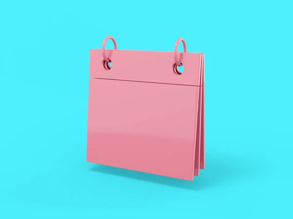 Pinkfarbener Schreibtischkalender Auf Blauem Flachen Hintergrund Minimalistisches Designobjekt Rendering Icon — Stockfoto