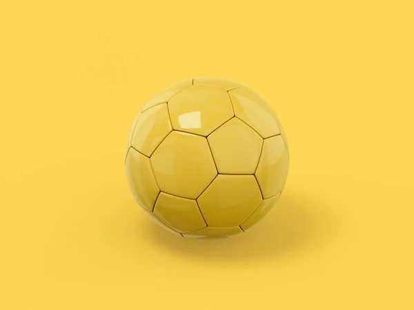 Żółty Jeden Kolor Piłki Nożnej Białym Płaskim Tle Minimalistyczny Obiekt — Zdjęcie stockowe