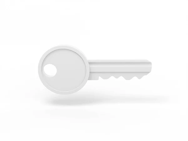 Λευκό Μονόχρωμο Κλειδί Λευκό Συμπαγές Φόντο Μινιμαλιστικό Αντικείμενο Σχεδιασμού Απόδοση — Φωτογραφία Αρχείου