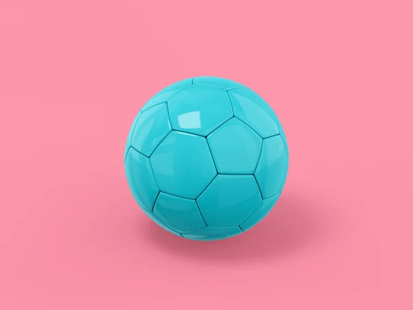 Niebieski Mono Kolor Piłki Nożnej Różowym Solidnym Tle Minimalistyczny Obiekt — Zdjęcie stockowe