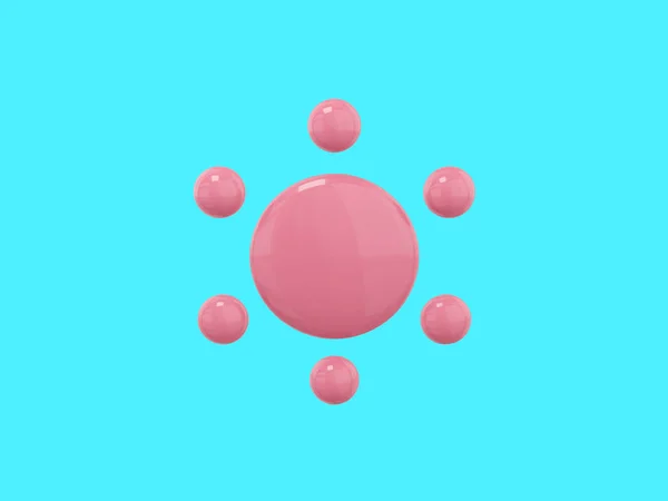 青いしっかりした背景にピンクの単色の漫画の太陽 最小限のデザインオブジェクト 3Dレンダリングアイコン Uxインターフェイス要素 — ストック写真