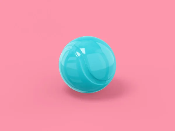 Blue single color tennis ball on a pink monochropme background. Minimalistic design object. 3d rendering icon ui ux interface element