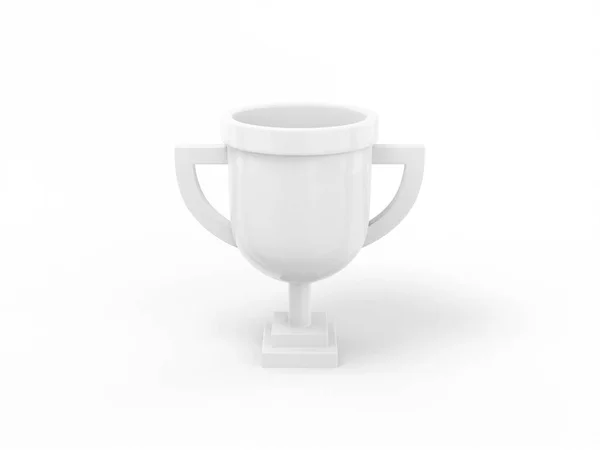 白色单色奖品杯白色固体背景 最小的设计对象 3D渲染图标Ui Ux接口元素 — 图库照片
