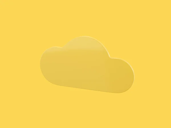 黄色のフラット背景に黄色の1色の雲の半分のビュー 最小限のデザインオブジェクト 3Dレンダリングアイコン Uxインターフェイス要素 — ストック写真