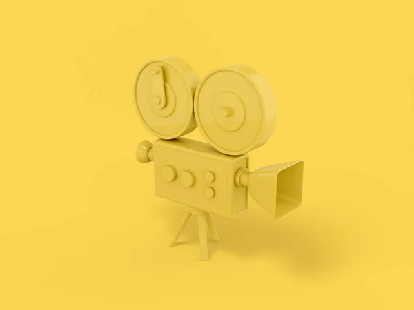 Żółty Mono Kolor Retro Kamera Wideo Żółtym Solidnym Tle Minimalistyczny — Zdjęcie stockowe