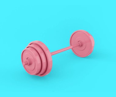 Mavi arka planda pembe halter. Minimalist tasarım nesnesi. 3d oluşturma