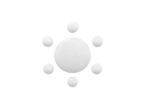 白い単色の漫画の太陽の白い固体の背景に 最小限のデザインオブジェクト 3Dレンダリングアイコン Uxインターフェイス要素 — ストック写真