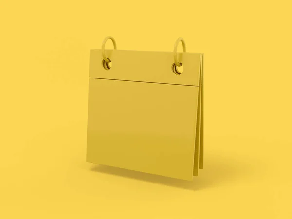 Gelber Einfarbiger Schreibtischkalender Auf Gelbem Hintergrund Minimalistisches Designobjekt Rendering Icon — Stockfoto