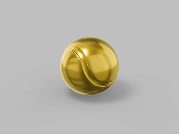 Golden Mono Color Tennis Ball Gray Solid Background Minimalistic Design — Stock Photo, Image