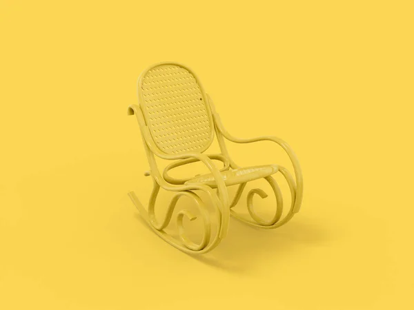 Yellow Single Color Retro Rocking Chair Yellow Monochrome Background Minimalistic — Stockfoto