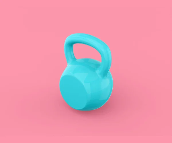 Blue Kettlebell Pink Background Minimalistic Design Object Rendering — Stock Photo, Image