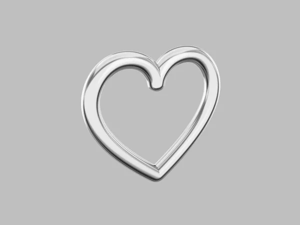Metalowe Serce Symbol Miłości Srebrny Pojedynczy Kolor Szarym Monochromatycznym Tle — Zdjęcie stockowe
