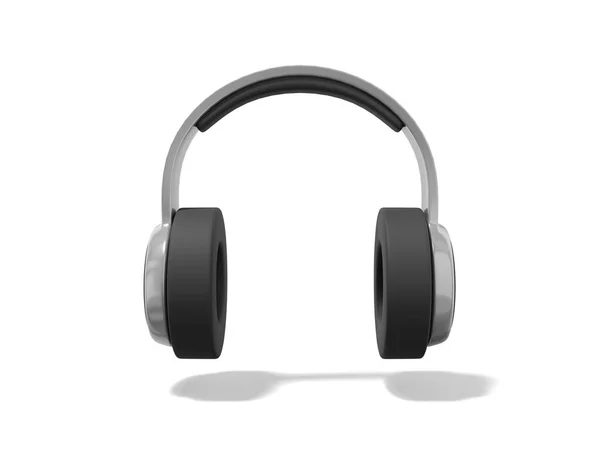 Realistic Gray Headphones White Background Front View Rendering — Stock Photo, Image