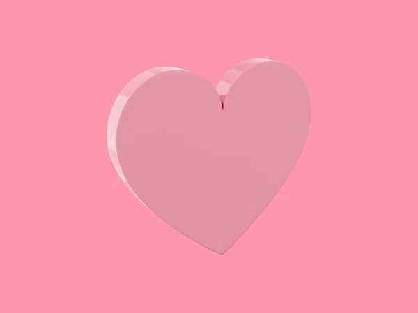 Corazón Plano Símbolo Del Amor Rosa Solo Color Sobre Fondo — Foto de Stock