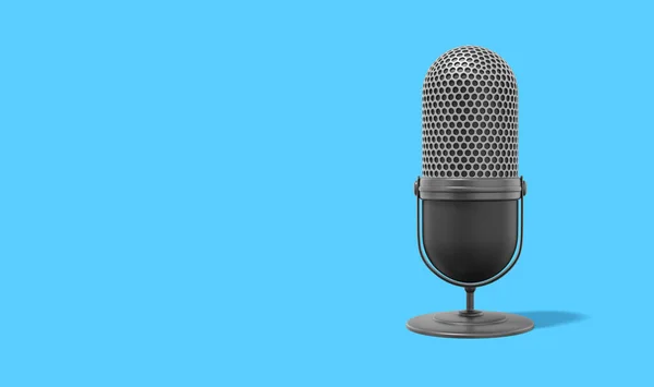 Modern Microphone Realistic Icon Yellow Background Space Text Rendering — Stock Photo, Image