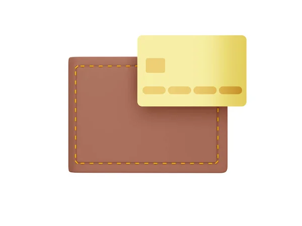 Closed Wallet Credit Card White Background Payment Concept Savings Enrichment — Stock Photo, Image