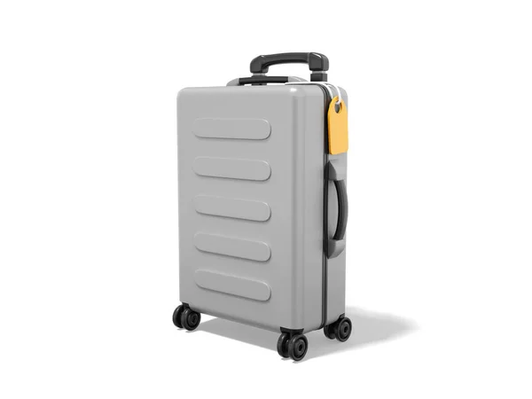 Travel Luggage Realistic Gray Suitcase Isolated White Background Rendering — Stock Photo, Image