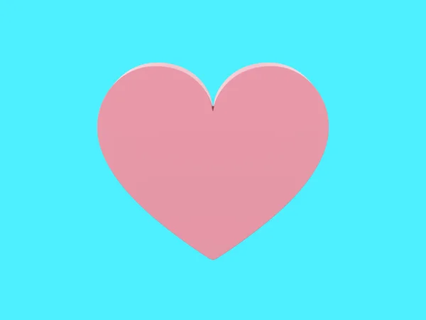 Płaskie Serce Różowy Pojedynczy Kolor Symbol Miłości Monochromatycznym Niebieskim Tle — Zdjęcie stockowe