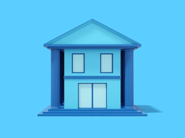 Блакитна Адміністративна Будівля Колонами Банком Ратушею Синьому Фоні Візуалізація — стокове фото