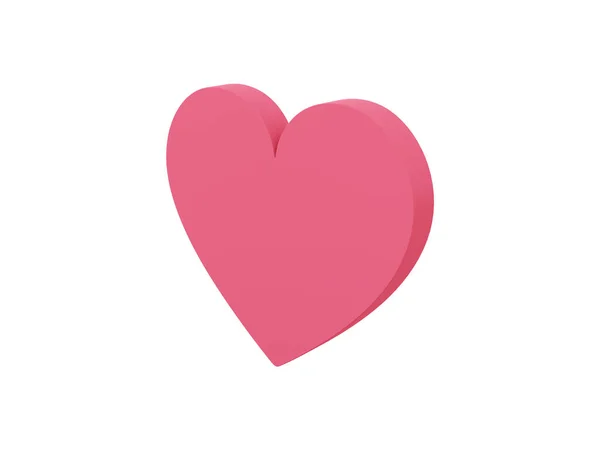 Επίπεδη Καρδιά Κόκκινο Μονό Χρώμα Σύμβολο Αγάπης Ένα Μονόχρωμο Λευκό — Φωτογραφία Αρχείου