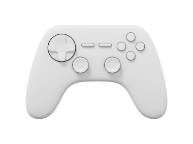 Gerçekçi konsol oyun kontrolörü. Whitr beyaz arkaplandaki ikonu izole etti. 3B görüntüleme.