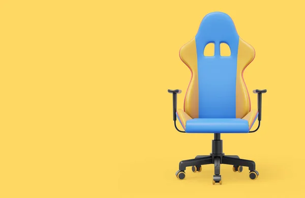 Mehrfarbiger Gaming Sessel Rendering Symbol Auf Gelbem Hintergrund Platz Für — Stockfoto