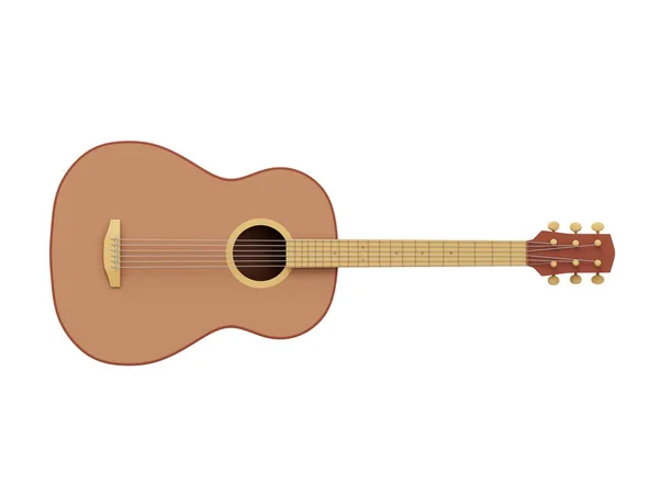 Realistic Acoustic Guitar Front View Rendering Icon White Background — Stock Photo, Image