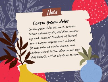kağıt not vektör çerçevesi modern soyut sanat afişi baskı sanat tasarımı çiçek yaprağı