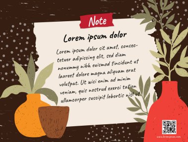 kağıt not vektör çerçevesi modern soyut sanat afişi baskı sanat tasarımı çiçek yaprağı