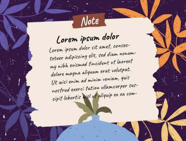 kağıt not vektör çerçevesi modern soyut sanat afişi baskı sanat tasarımı çiçek yaprağı