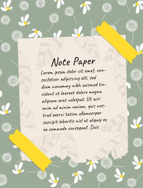 Note Note Note Paper Frame Natural Art Design Background Illustration — 스톡 벡터