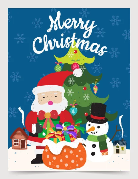 Рождество Санта Клауса Снеговика Карты Концепт Иллюстратор Векторный Дизайн — стоковый вектор