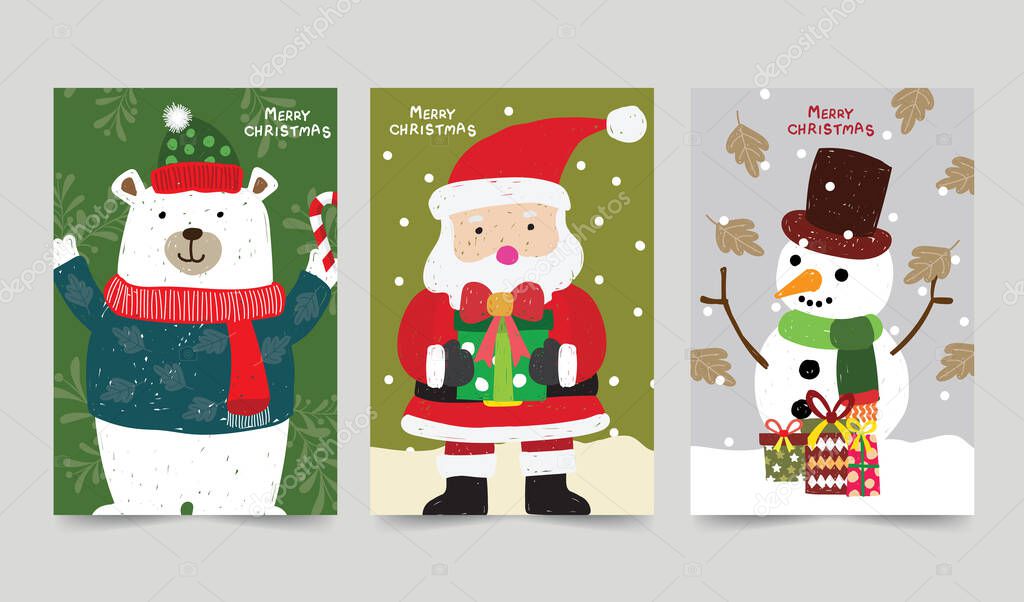christmas card collection decoration of xmas vector illustration design art