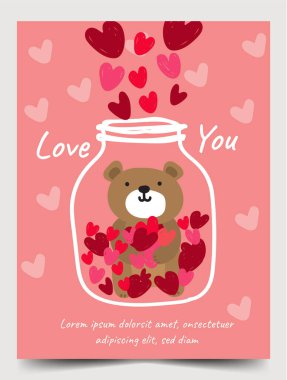 alentine kartpostal broşürü poster elemanları sanat tasarım vektörü illüstrasyonu