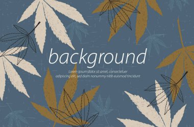 mavi arkaplan desenli kenevir krem altın rengi duvar kağıdı sanat tasarımı çizimi illüstrasyonuName 