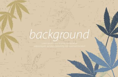 krema arkaplan eli mavi yaprak kenevir çerçeve duvar kağıdı sanat tasarımı illüstrasyonunu çizer 