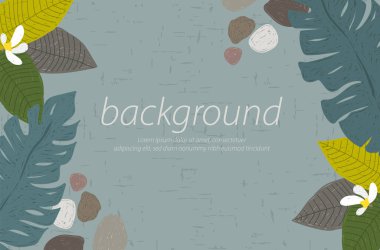  tropikal doğa mavi arka plan el yaprak sanat kompozisyonu sanatsal elementler çizim vektörü