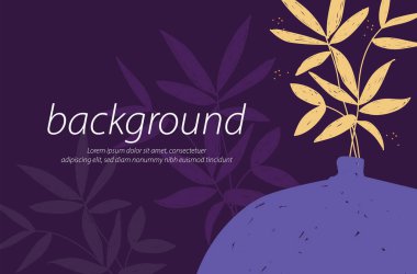 Vazo doğası mor arkaplan sanat tasarımı resimleme vektörünü dekore eder