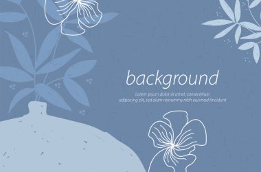  yuvarlak vazo deseni doğa açık mavi arkaplan sanat tasarımı resimleme vektörünü dekore eder