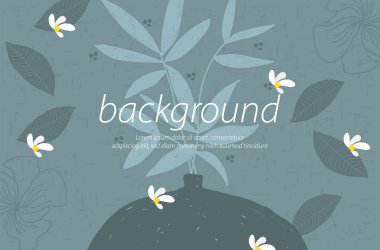 yuvarlak çiçek vazosu doğa yeşil arkaplan sanat tasarımı resimleme vektörünü dekore eder