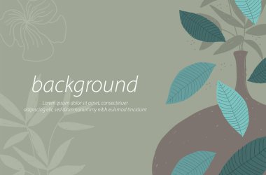  Çiçek vazosu doğa yeşil arkaplan sanat tasarımı resim vektörünü dekore eder