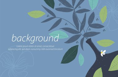  Çiçek vazosu doğa mavi arkaplan sanat tasarımı resim vektörünü dekore eder