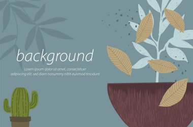  Çiçek vazosu kaktüsü el sanatları dokusu arkaplan deseni çizim vektörü