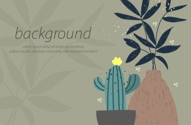 Çiçek vazosu kaktüsü esrar zanaat dokusu yeşil arkaplan tasarım illüstrasyon vektörü