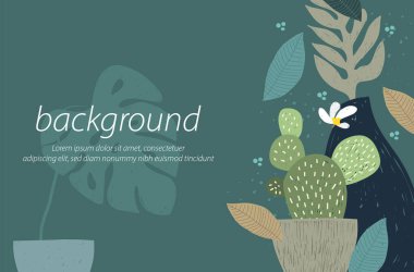 Çiçek vazosu kaktüsü esrar zanaat dokusu yeşil arkaplan tasarım illüstrasyon vektörü