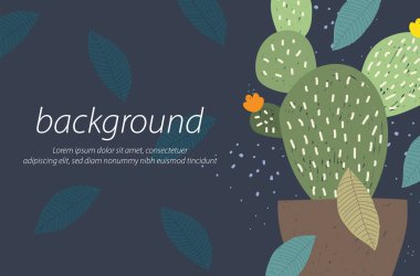 Kaktüs otu dokusu doğa lacivert arkaplan tasarım illüstrasyon vektörü