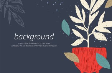 çiçek kırmızı ot el işi dokusu doğa nevy mavi arkaplan sanat tasarım illüstrasyon vektörü