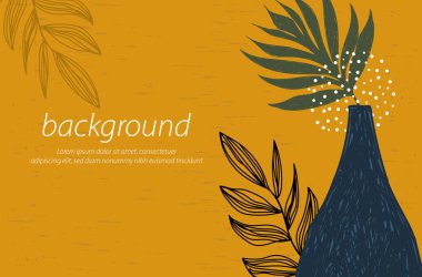 Koyu mavi vazo dokusu asgari turuncu arkaplan sanat tasarımı çizim vektörü