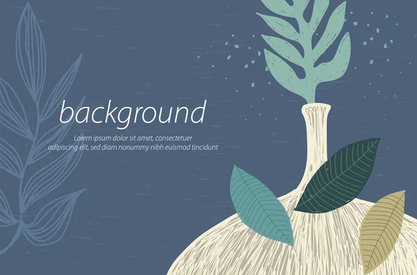 Krema vazo dokusu doğa minimum mavi arkaplan sanat tasarım illüstrasyon vektörü