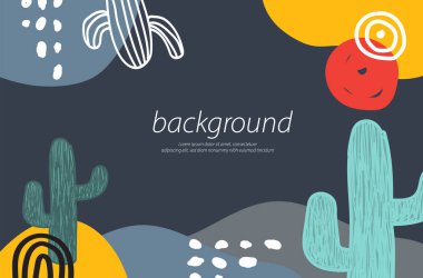 soyut kaktüs uzayı lacivert arkaplan ögesi sanat tasarım illüstrasyon vektörü kavramları